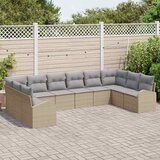  Sjedeća garnitura za vrt 10 kom. Bež i svijetlo siva poliratan 334 x 179 x 85 cm | shoptok.hr