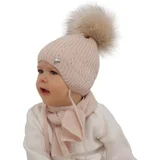 AGBO Girl's winter set: hat and scarf pink with pompom Amana