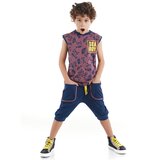 Mushi Sea Boy Sleeveless T-shirt, Navy Blue Capri Shorts Summer Suite. | Shoptok.si