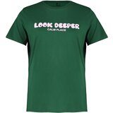 Trendyol curve dark green slogan printed boyfriend knitted t-shirt Cene