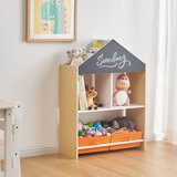 Ginger Home Етажерка за играчке и књиге Црна Табла за Писање, Кућица, Дрво | shoptok.hr