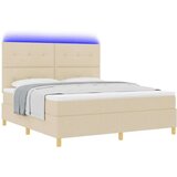 Box Spring Postelja z Matratko in LED Krem 180x200 cm Tkanina, (22067025) | Shoptok.si