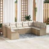 vidaXL 9-delni vrtni sofa set s blazinami bež poli ratana | Shoptok.si