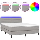  Krevet box spring s madracem LED svjetlosivi 140x190 cm tkanina | shoptok.hr