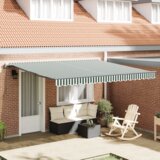 vidaXL Automatska uvlačiva tenda Zelena i Bijela 400x300 cm | shoptok.hr
