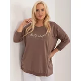 Fashion Hunters Brown plus size blouse with a round neckline
