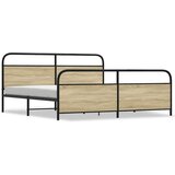 vidaXL Kovinski posteljni okvir brez vzmetnice sonoma hrast 200x200 cm, (21612008) | Shoptok.si