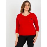 Fashion Hunters Red blouse plus sizes with V-neck Cene
