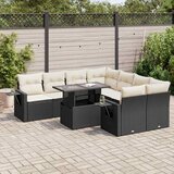 vidaXL 9-dijelni set vrtnih sofa s jastucima crni od poliratana | shoptok.hr
