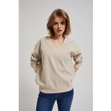 Marisse Sand V-Neck Sweatshirt | shoptok.hr