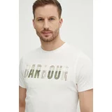 Barbour Bombažna kratka majica moški, bež barva