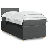 vidaXL Box spring postelja z vzmetnico temno siva 90x190 cm blago | Shoptok.si