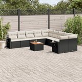 vidaXL 11-dijelni set vrtnih sofa od poliratana s jastucima crni | shoptok.hr