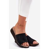 Panto Fino Suede Women's Wedge Slippers Black | Shoptok.si