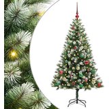 vidaXL Umjetna jelka s pantenom i pahuljicama Zelena i bijela 150 cm | shoptok.hr