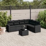 Maison Chic Seti vrtnega pohištva - Vrtna garnitura - Vrtni pohištvo set 7-delna z blazinami črn poli ratan, (21802952) | Shoptok.si