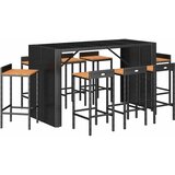  9-dijelni vrtni barski set crni od poliratana i drva bagrema | shoptok.hr