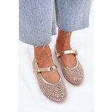 Boto Decorated Women's Ballet Flats With Strap And Buckle Gold Avirae | shoptok.hr