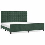  The Living Store Posteljni okvir z vzglavjem temno zelen 200x200 cm žamet - Posteljni Okvir Z Vzglavjem, (21454012) | Shoptok.si