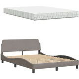  Postelja z vzmetnico taupe 140x190 cm blago | Shoptok.si