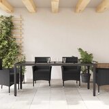  Vrtni stol sa staklenom pločom crni 190x90x75 cm od poliratana | shoptok.hr