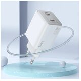 hoco. stenski polnilec 2 x tip C + kabel tip C na Lightning PD QC 45W GaN N42 bel | Shoptok.si