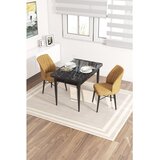 Hanah home trpezarijski set Arp, sto i 2 stolice, ploča u dekoru crnog mermera, kapućino tkanina Babyface | Eponuda.com