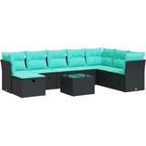  Vrtna garnitura - 9-dijelni set vrtnih sofa s jastucima crni od poliratana - Crna sa spremištem 9 | shoptok.hr
