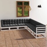 The Living Store Vrtna sedežna garnitura 7-delna z blazinami trdna borovina - Vrtna Sedežna Garnitura, (21425799) | Shoptok.si