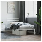 vidaXL Kovinski posteljni okvir z vzglavjem bel 107x203 cm Cene