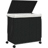 vidaXL Košara za perilo s kolesi črna 60x35x60,5 cm ratan | Shoptok.si
