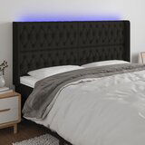 The Living Store LED posteljno vzglavje črno 203x16x118/128 cm blago - LED Vzglavje, (21660226) | Shoptok.si
