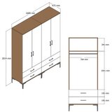 Hanah home kumsal tt - walnut, white walnutwhite wardrobe | Eponuda.com
