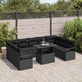  Sjedeća garnitura za vrt 10 kom. 9-Broj sjedala Crna poliratan 100 x 55 x 73 cm | Shoptok.si