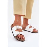 EVENTO Women's sandals with buckles made of eco leather white Iskira Cene