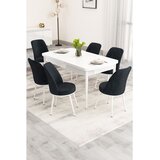 Hanah home trpezarijski set Nix, sto na razvlačenje i 6 stolica, bela ploča, antracit tkanina Babyface | Eponuda.com