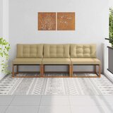 3 Komad Srednja sofa za van Čvrsto drvo akacije Prirodna - Prirodno i bež 3x srednje | shoptok.hr