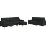  3-dijelni set sofa s tabureom i jastucima crni tkanina | shoptok.hr