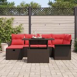  Sjedeća garnitura za vrt 7 kom. Smeđa poliratan 242,5 x 132,5 x 85 cm | shoptok.hr