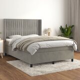 The Living Store Box spring postelja z vzmetnico svetlo siva 140x200 cm žamet - Box Spring Postelja, (21491548) Cene