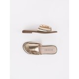 GOODIN Gold women's flip-flops on a flat sole | Shoptok.si
