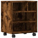 vidaXL Stojalo za tiskalnik s kolesi dimljeni hrast 41x32x48 cm | Shoptok.si