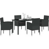 vidaXL Set od 5 vrtnih stolica s jastučićima - crni poliratan | shoptok.hr