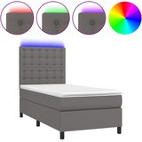  box spring s madracem LED sivi 90x200 cm od umjetne kože | shoptok.hr