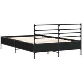 vidaXL Posteljni okvir črn 140x200 cm inženirski les in kovina | Shoptok.si