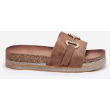 Boto Ladies Platform Sandals With Gold Decoration And Glitter Khaki Morisela | Shoptok.si
