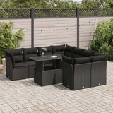 vidaXL 9-dijelni set vrtnih sofa s jastucima crni od poliratana | shoptok.hr