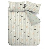 Catherine Lansfield Zelena posteljina za krevet za jednu osobu 135x200 cm Dog Stripe – | shoptok.hr