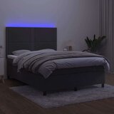  Box spring postelja z vzmetnico LED temno siva 140x200 cm žamet, (20725429) | Shoptok.si
