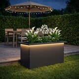  Vrtna posuda za sadnju s LED svjetlom Crna 30 x 60 x 30 cm | shoptok.hr